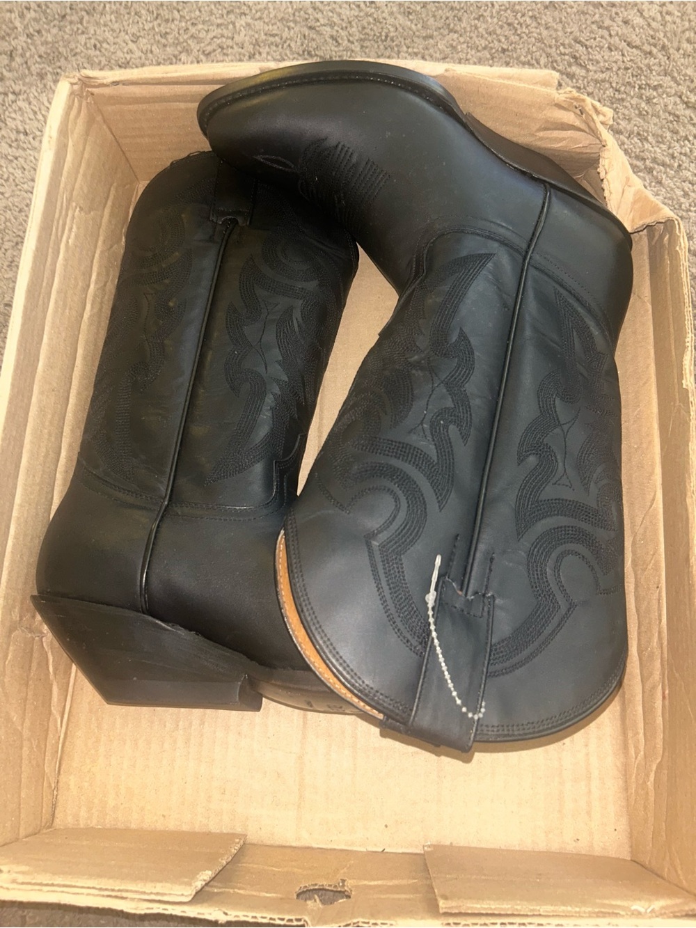 El General Black Western Embroidered Ankle Boots